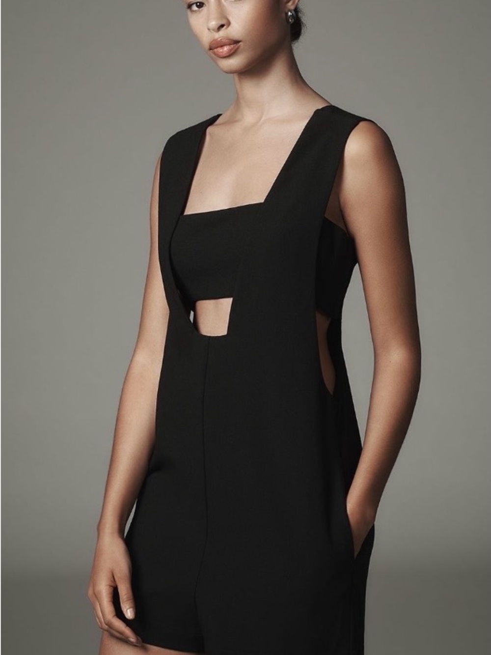 Anthropologie Black Sleeveless Cutout Romper